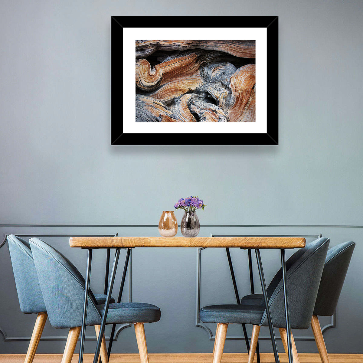 Juniper Wood Texture Wall Art in a room, landscape