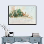 Winter Forest Watercolor Landscape Wall Art