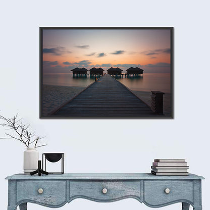 Overwater Bungalows at Sunset Wall Art