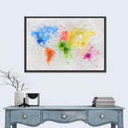 Vibrant Watercolor World Map Wall Art