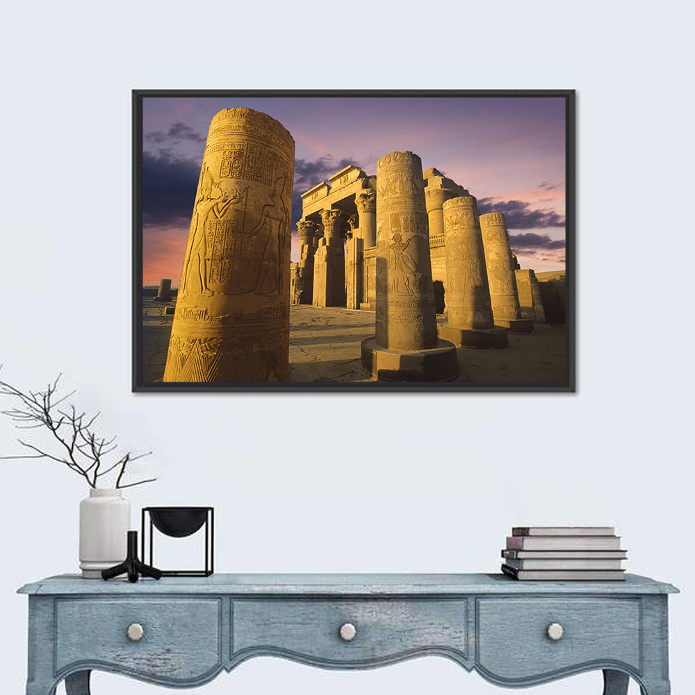 Kom Ombo Temple Pillars at Sunset Wall Art in a room, landscape