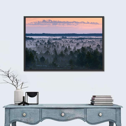 Estonian Misty Pine Landscape Wall Art