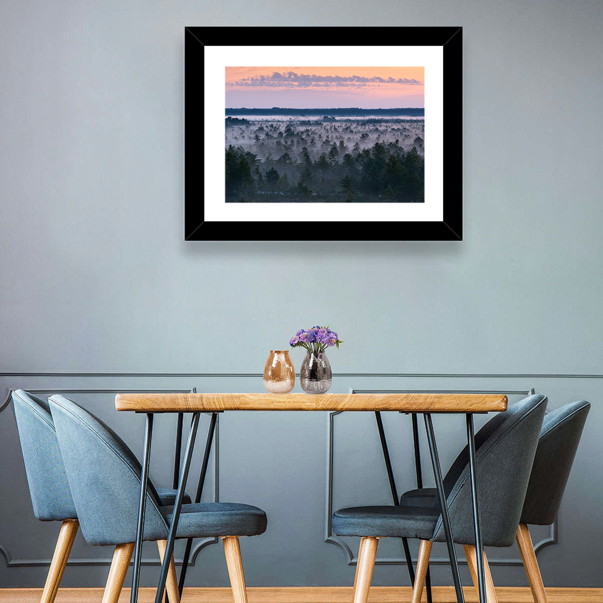 Estonian Misty Pine Landscape Wall Art