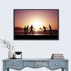 Beach Football at Sunset Wall Art