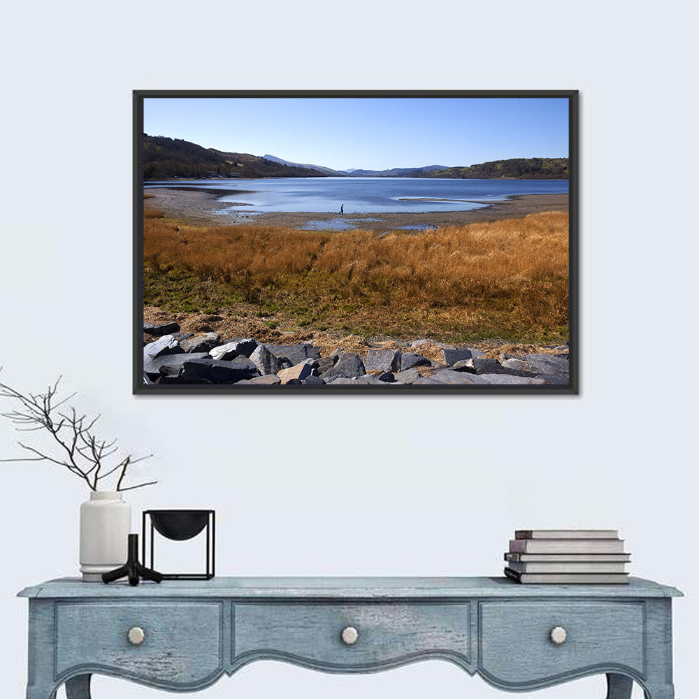 Bala Lake Shoreline Wall Art in a room, landscape