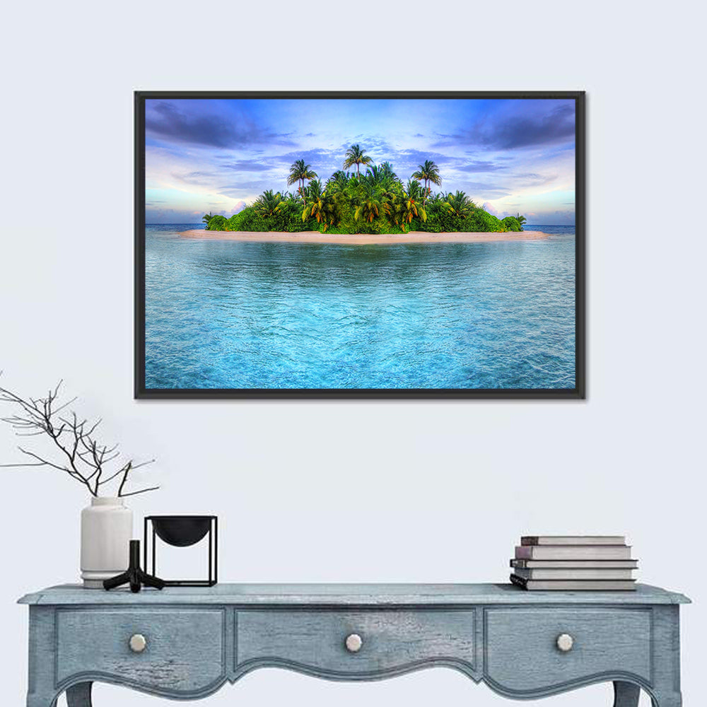 Mirrored Tropical Island Lagoon Wall Art