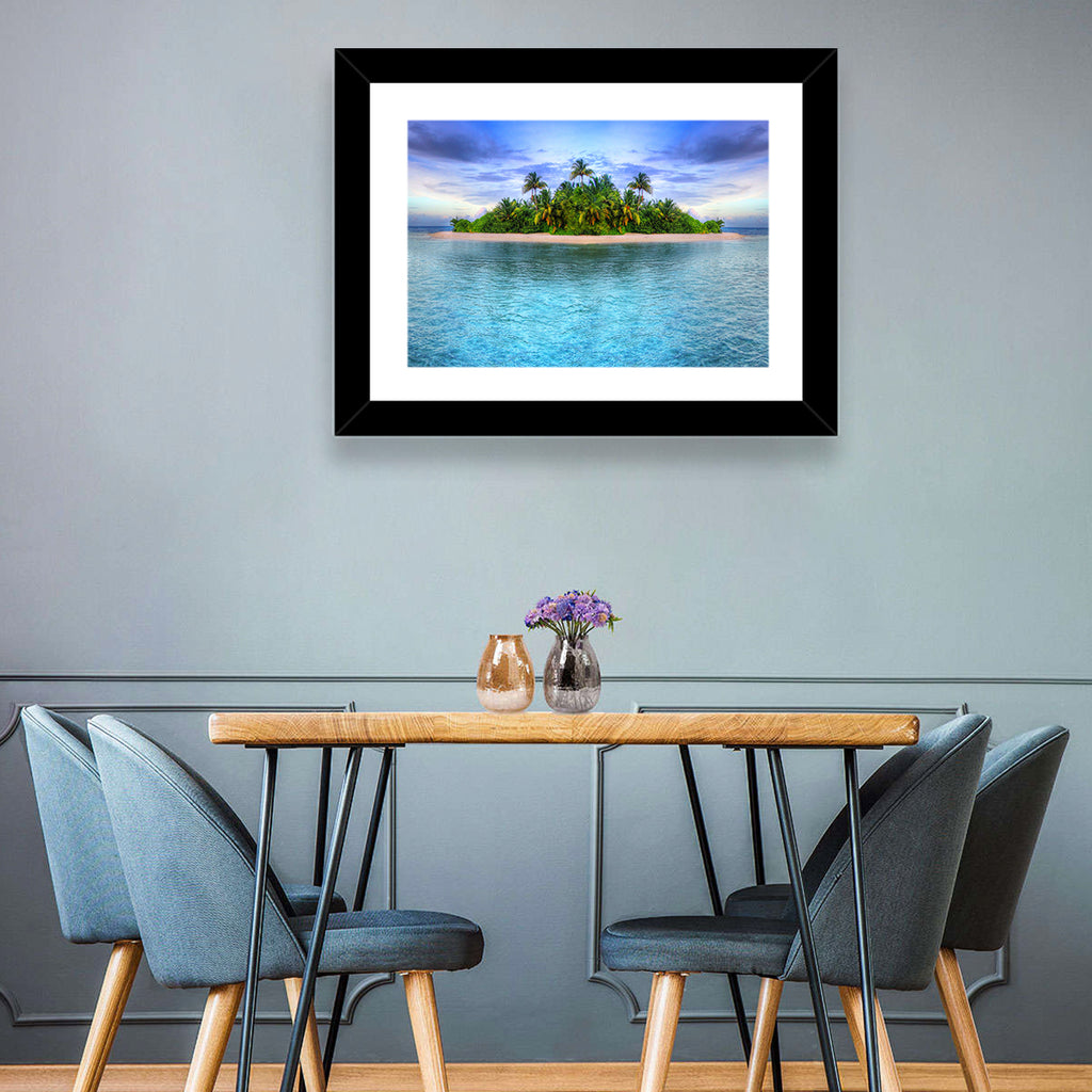 Mirrored Tropical Island Lagoon Wall Art