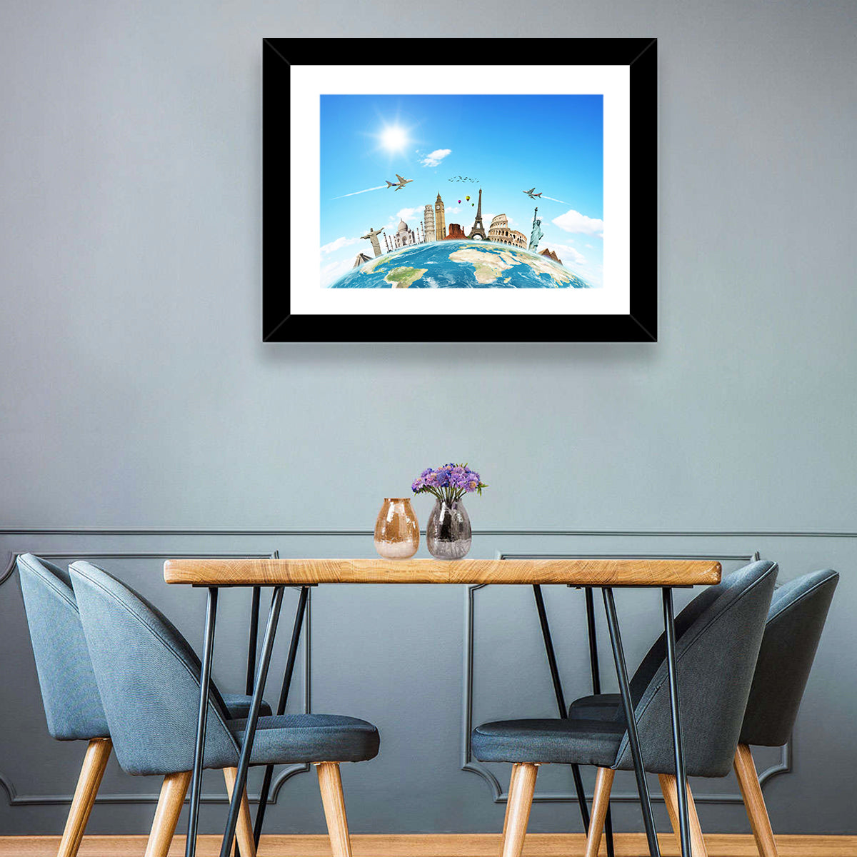 World Monuments Montage Wall Art in a room, landscape
