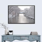 Yahara River Winter Stone Bridge Wall Art