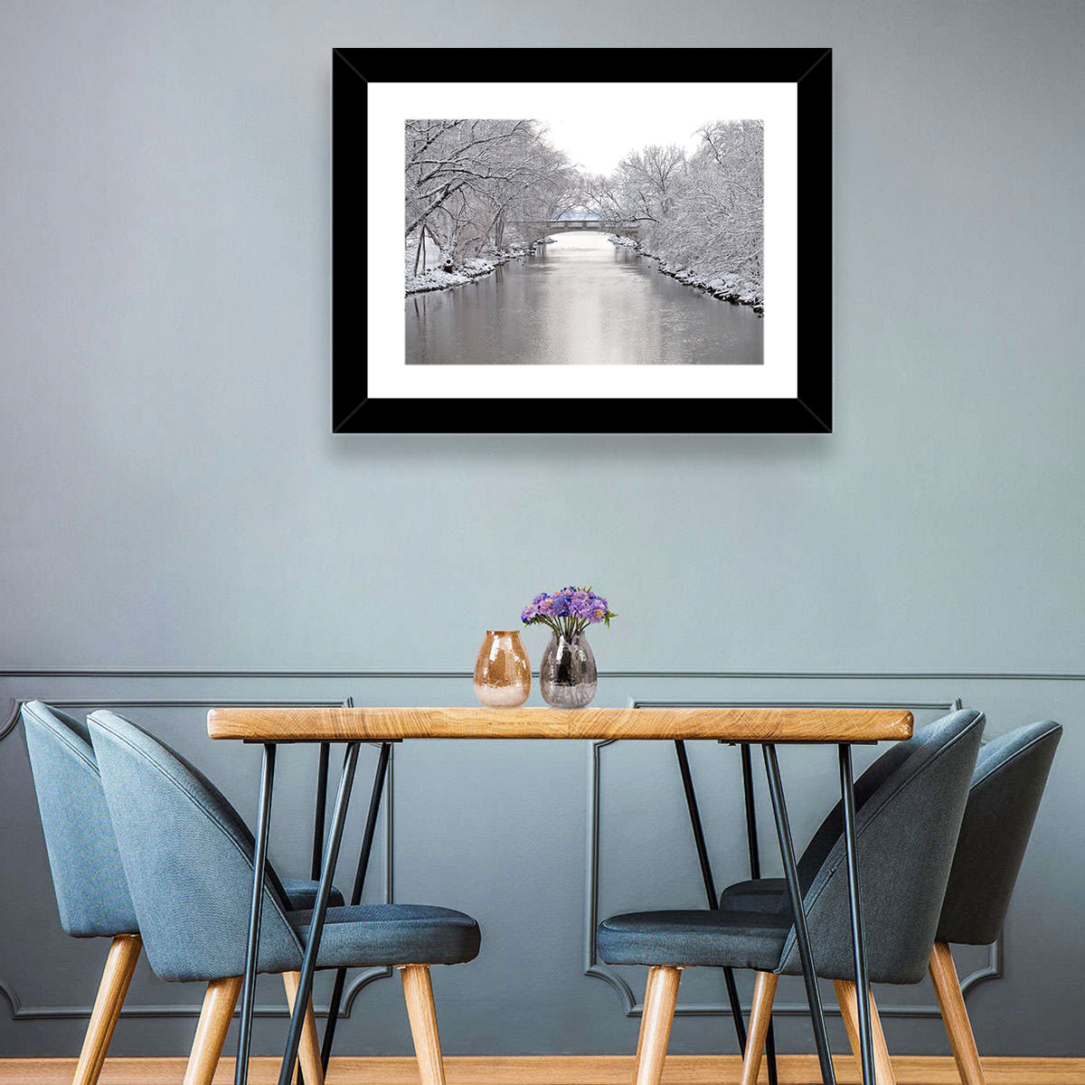 Yahara River Winter Stone Bridge Wall Art