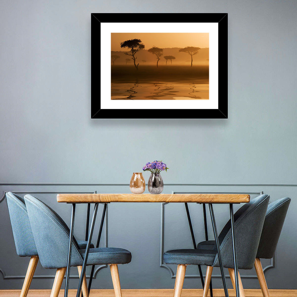Savanna Sunset Acacia Silhouettes Wall Art