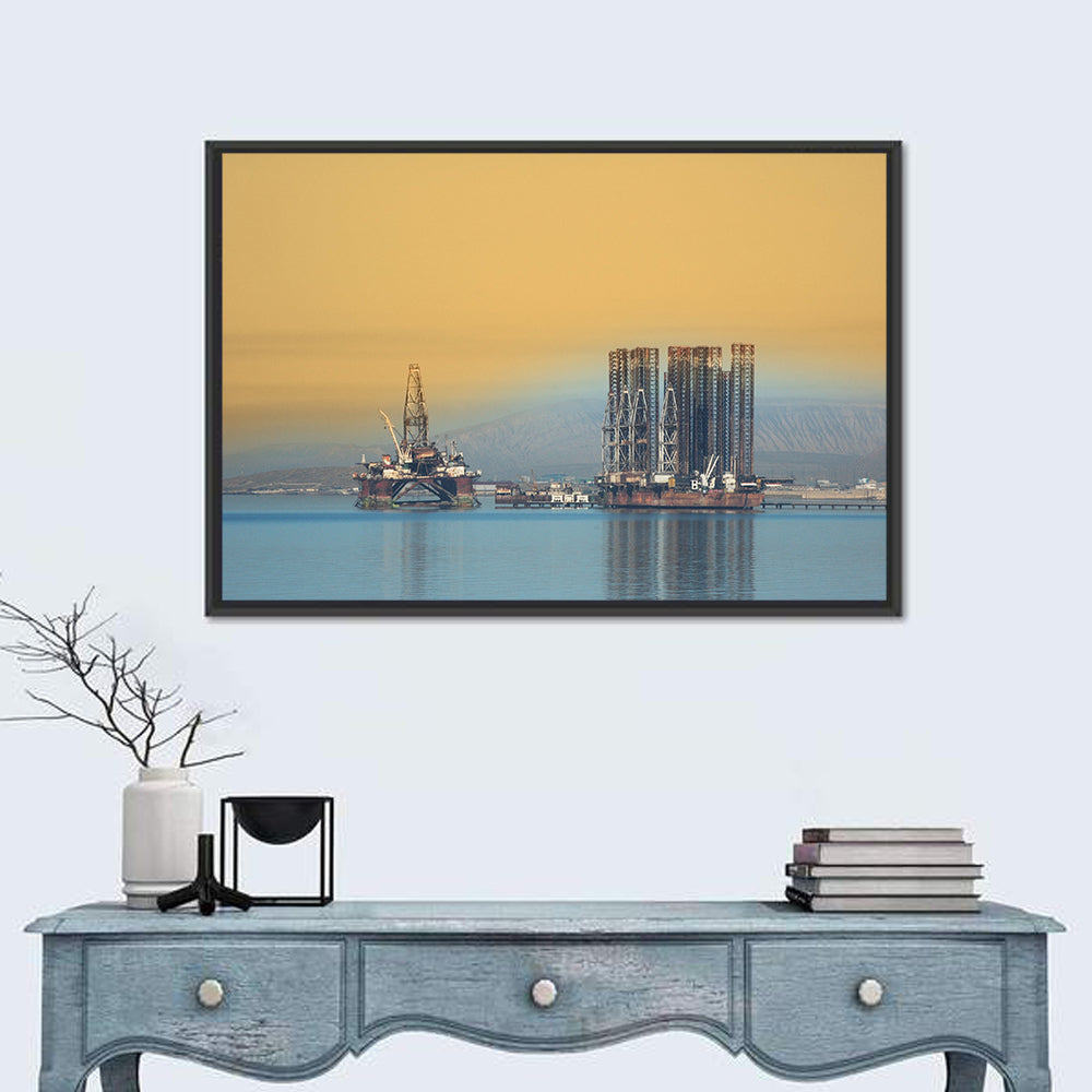 Baku Oil Rigs at Dusk Wall Art