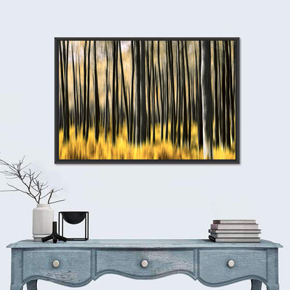 Golden Abstract Forest Wall Art