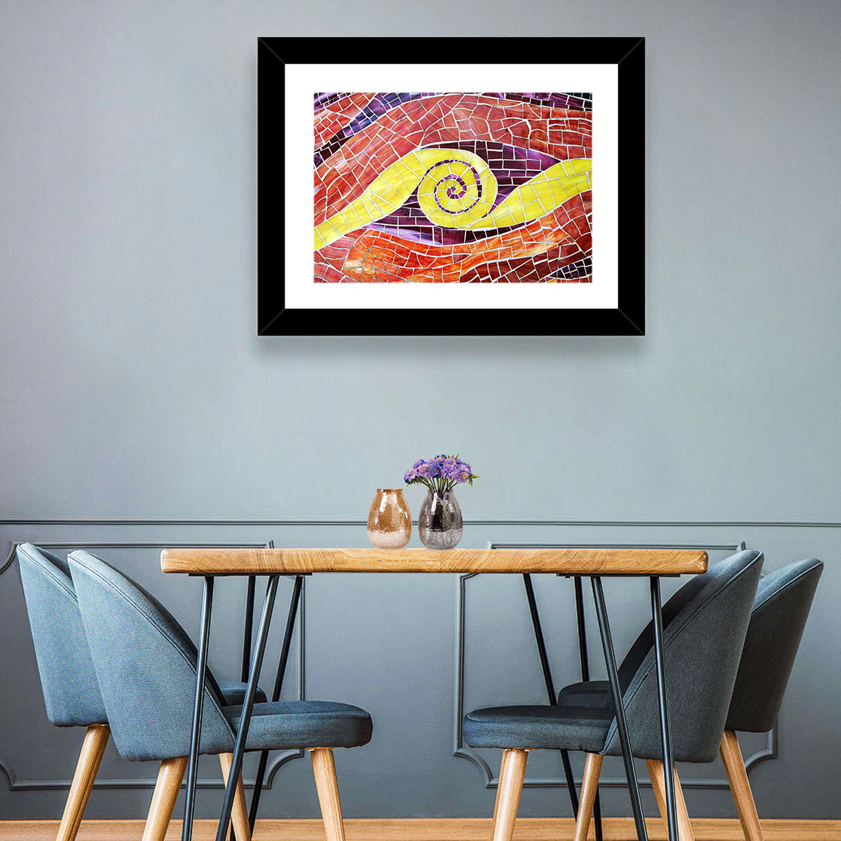 Red and Yellow Spiral Mosaic Wall Art