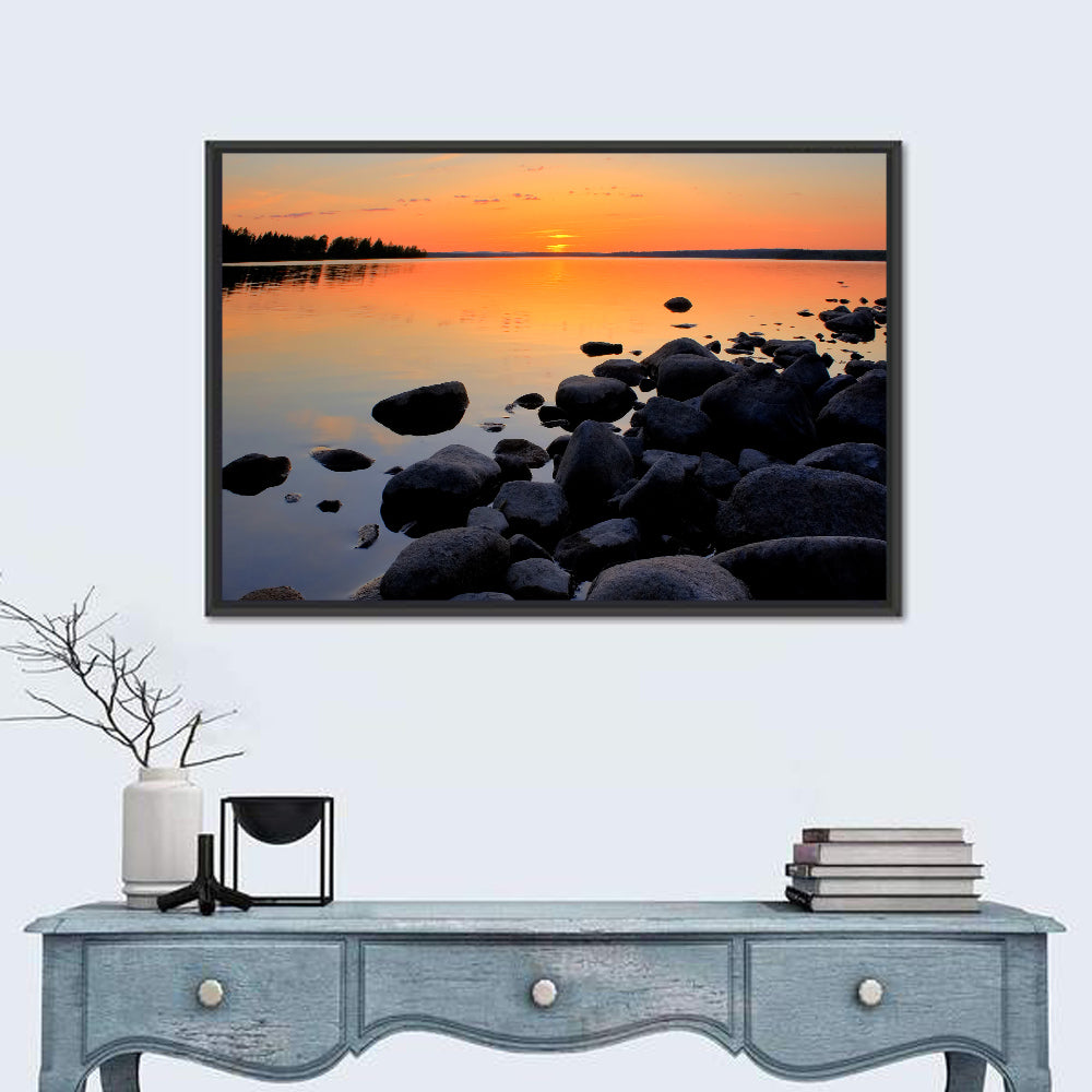Rocky Lake Sunset Wall Art