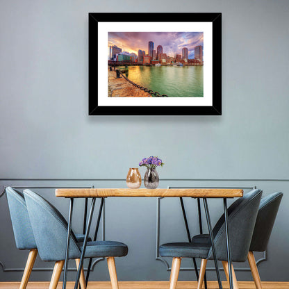 Boston Harbor Skyline at Sunset Wall Art
