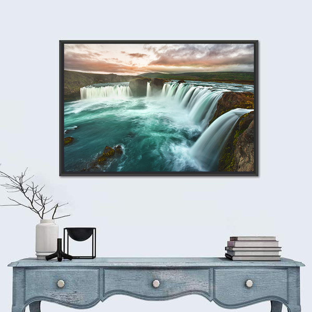 Goðafoss Waterfall at Golden Hour Wall Art