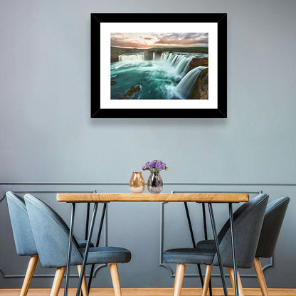 Goðafoss Waterfall at Golden Hour Wall Art