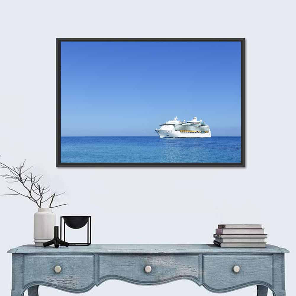 Cruise Ship in Open Sea Wall Art in a room, landscape
