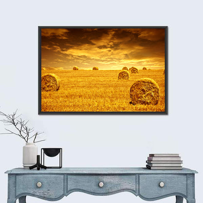Golden Hour Haystacks Wall Art
