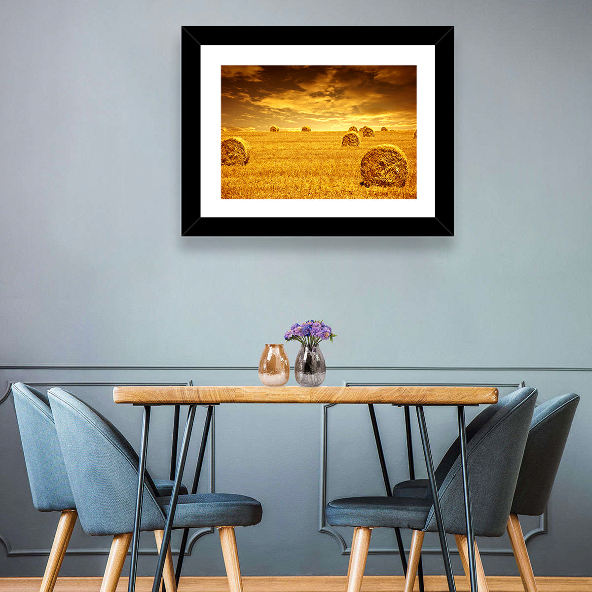 Golden Hour Haystacks Wall Art