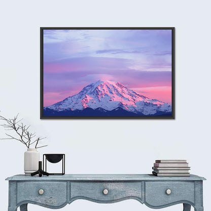 Mount Rainier Alpenglow with Lenticular Cloud Wall Art