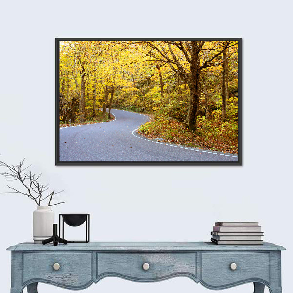 Winding Road Through Autumn Foliage Wall Art