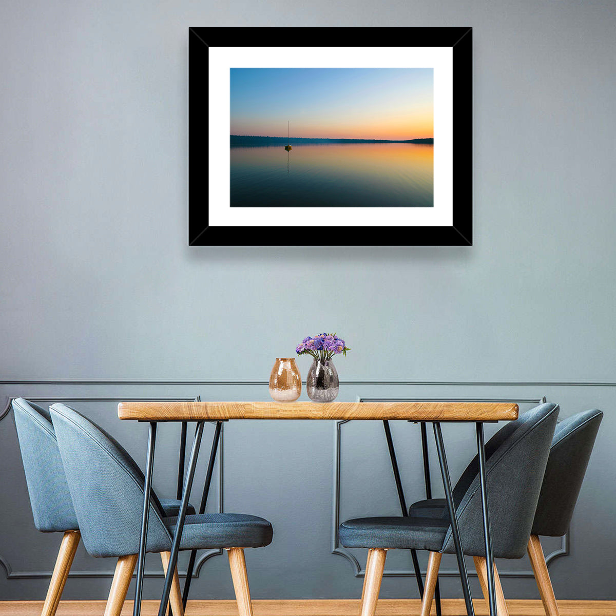Cyprus Lake Sunset Boat Wall Art