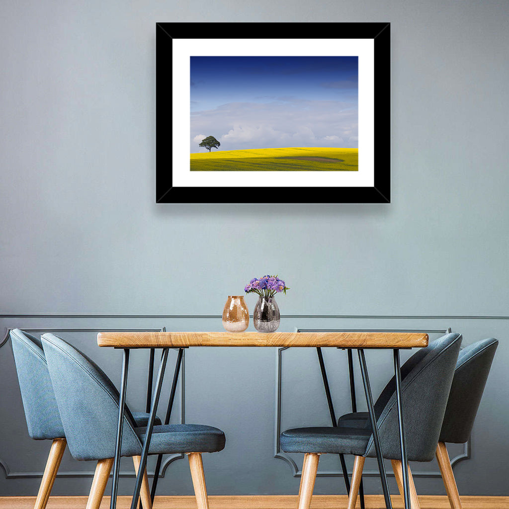 Solitary Tree Over Rapeseed Field Wall Art
