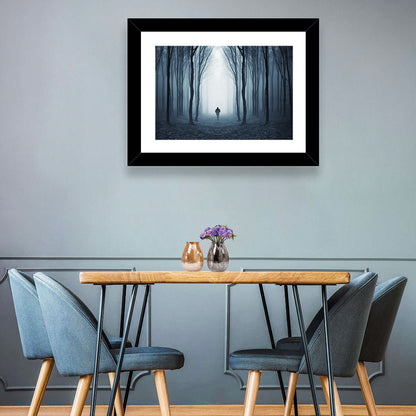 Lone Figure in Misty Forest Wall Art