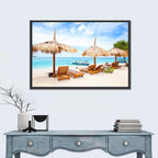 Gili Meno Beach with Thatched Umbrellas Wall Art