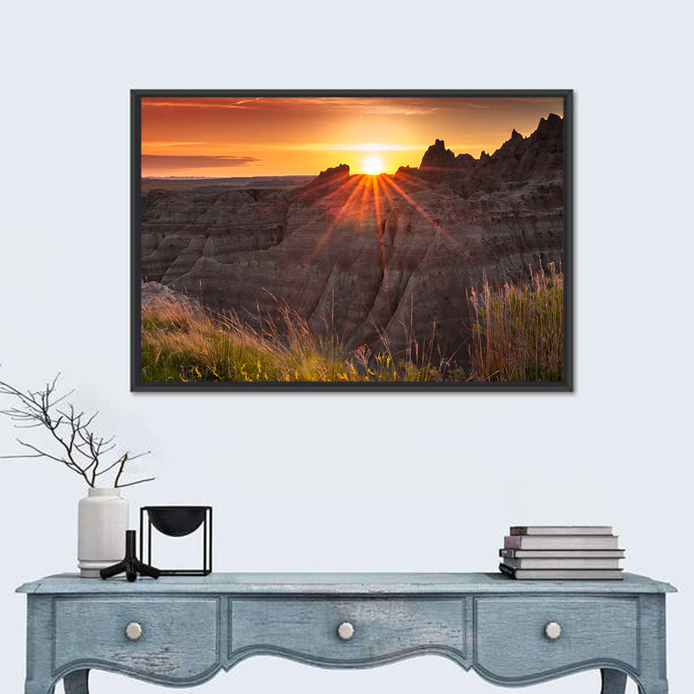 Badlands National Park Sunset Wall Art in a room, landscape