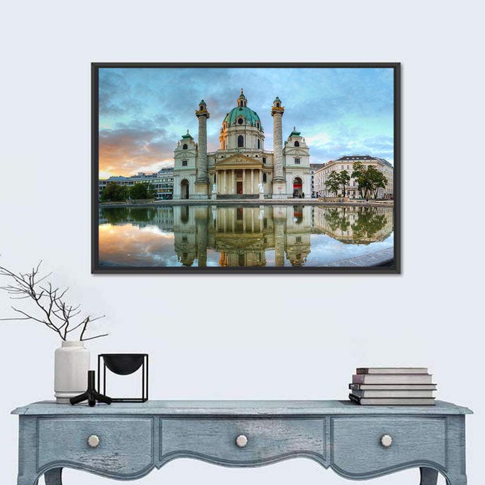 Karlskirche at Golden Hour Wall Art in a room, landscape