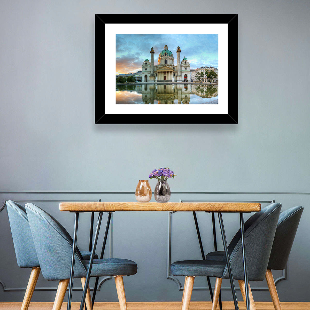 Karlskirche at Golden Hour Wall Art in a room, landscape