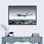 Armed Combat Drone Over Mountains Wall Art