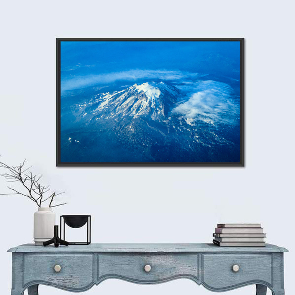 Mount Rainier Above the Clouds Wall Art in a room, landscape