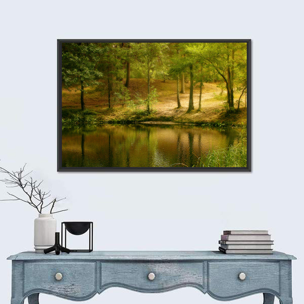 Forest Pond at Golden Hour Wall Art