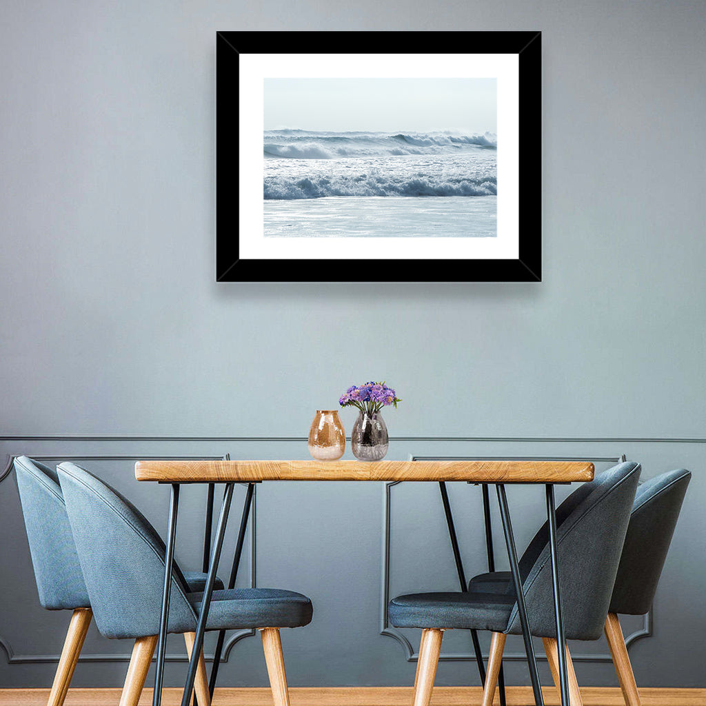 Misty Horizon Ocean Waves Wall Art