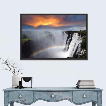 Victoria Falls Rainbow at Dusk Wall Art