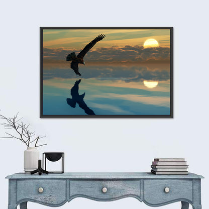 Bald Eagle Sunset Reflection Wall Art