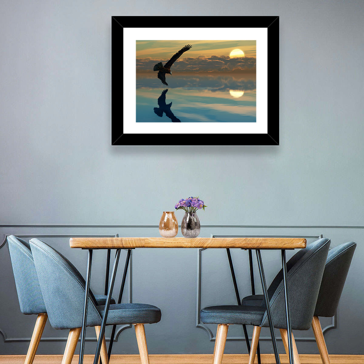 Bald Eagle Sunset Reflection Wall Art