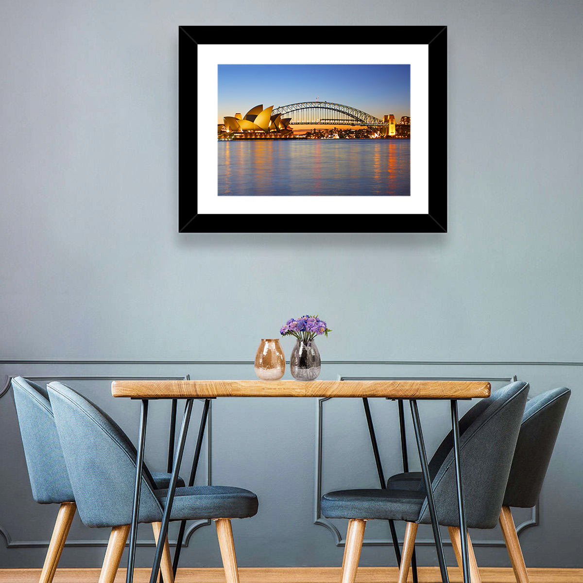 Sydney Harbour Bridge and Opera House Wall Art in a room, landscape