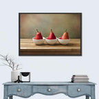 Three Red Pears in Bowls Wall Art