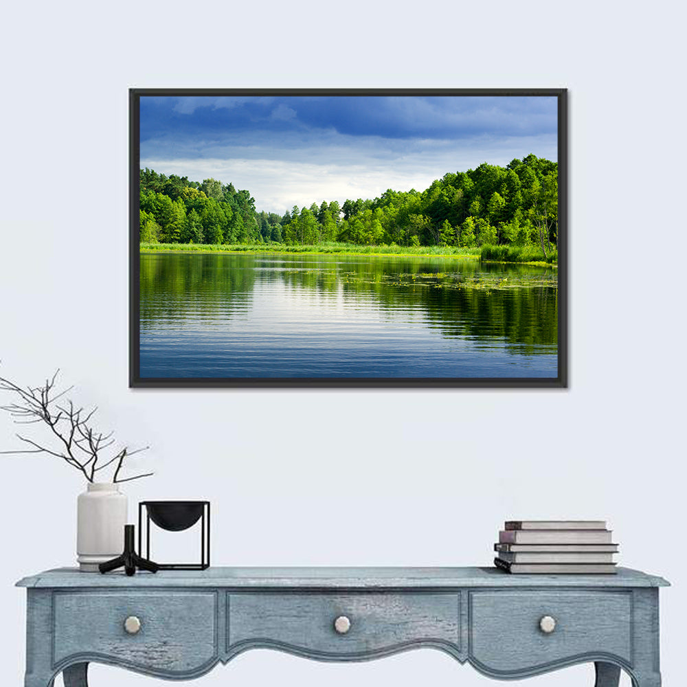 Mazury Forest Lake Wall Art in a room, landscape