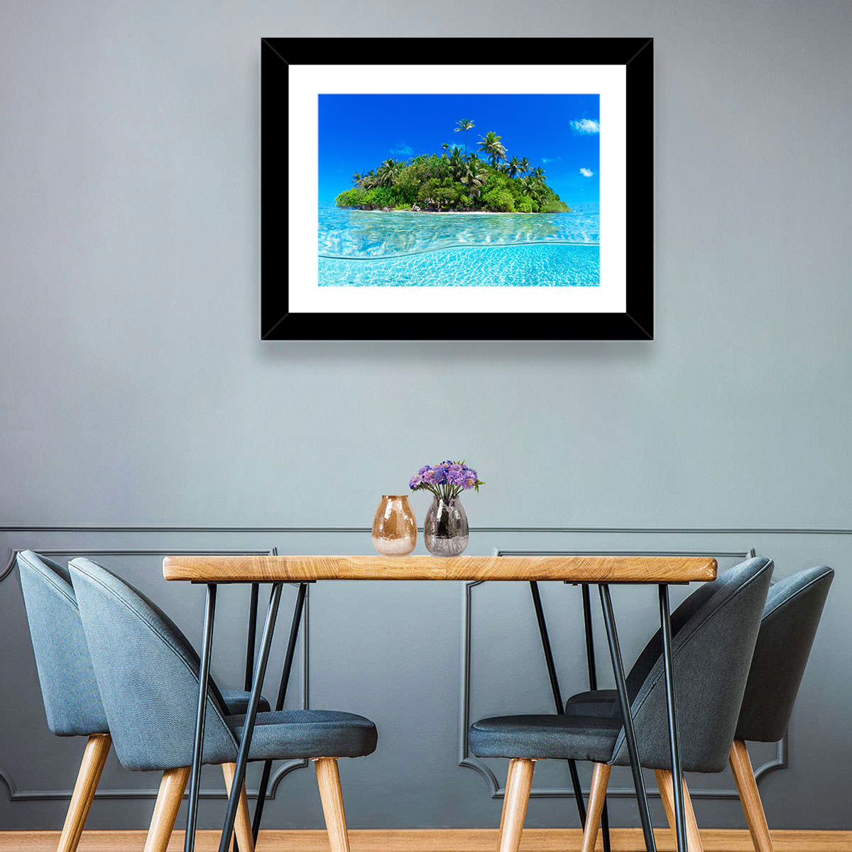 Tropical Island Lagoon Split-level Seascape Wall Art