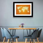 Vintage Orange World Map Wall Art