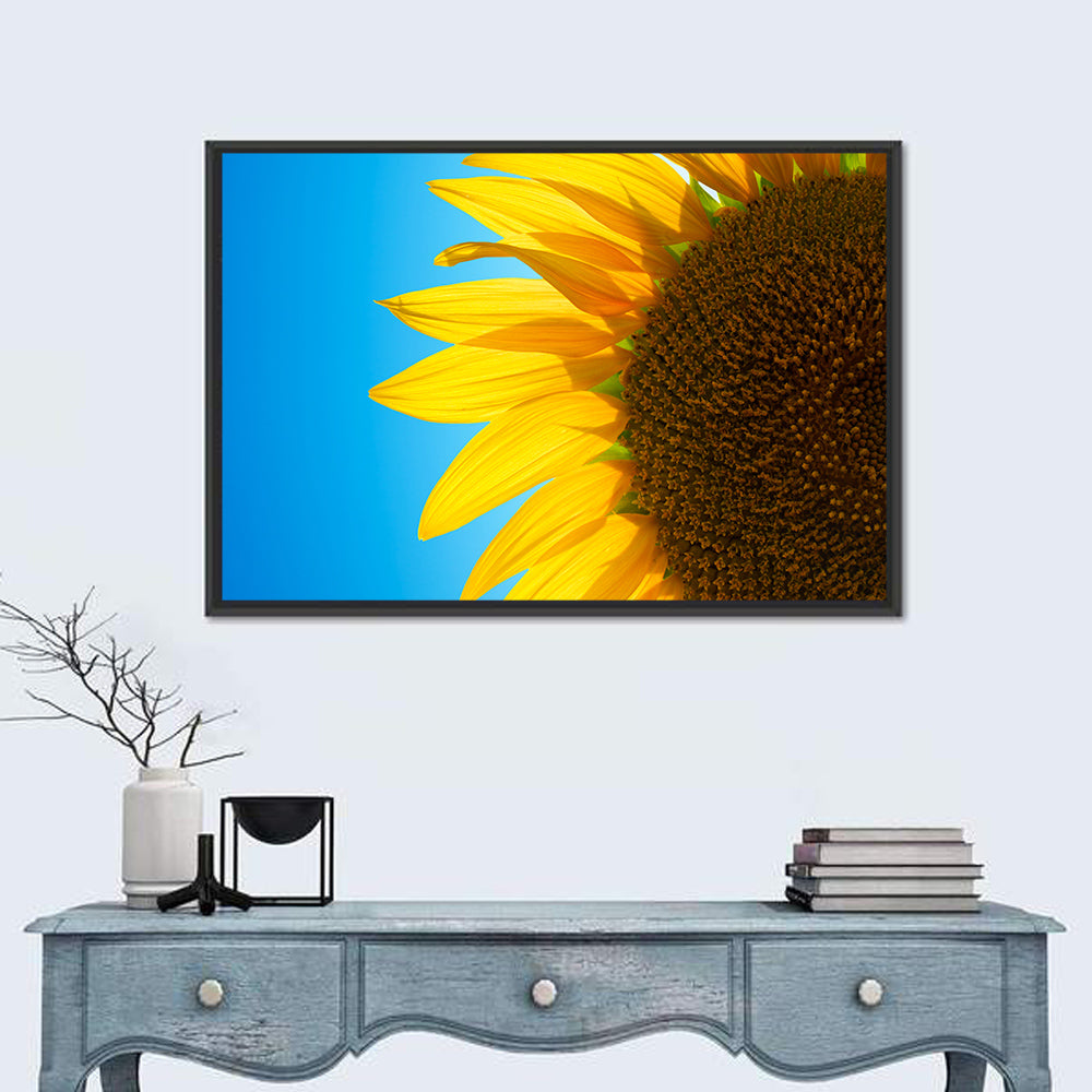 Sunflower Close-up Wall Art in a room, landscape