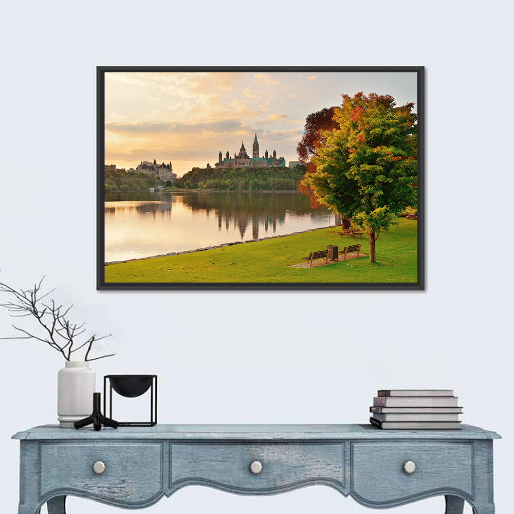 Ottawa Skyline at Golden Hour Wall Art in a room, landscape