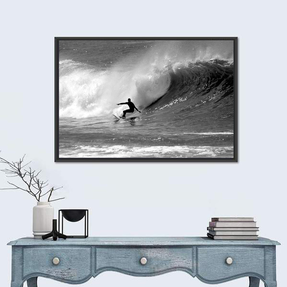 Surfer Riding a Large Wave Wall Art