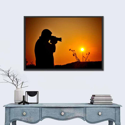 Golden Hour Photographer Silhouette Wall Art